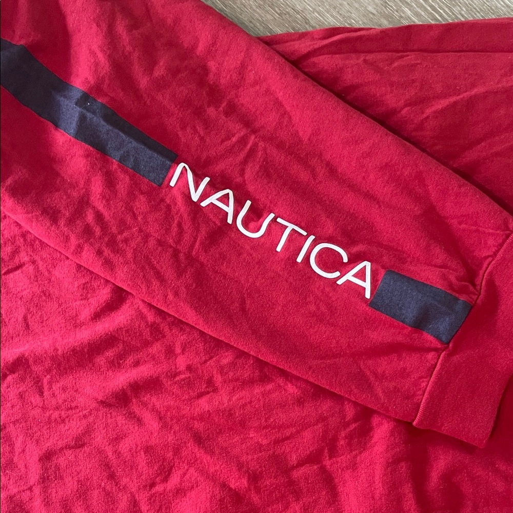 NWT Nautica Men's Red Crew Neck Long Sleeve Tee XXL - Picture 2 of 3
